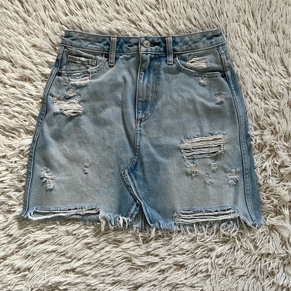 Abercrombie & Fitch Dresses & Skirts - A&F • Destroyed Denim Mini Skirt in ripped light wash